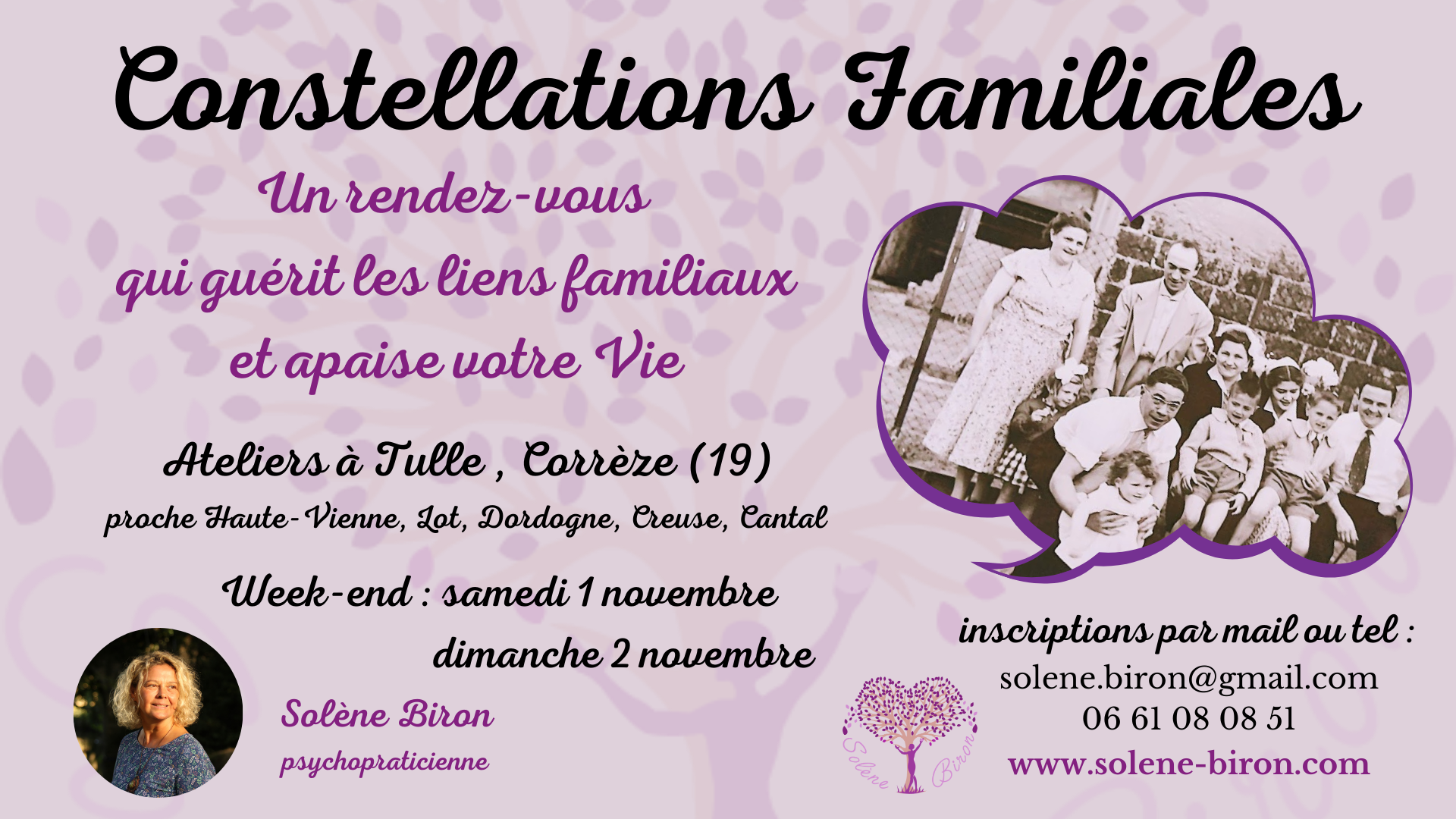 Week-end atelier de Constellations Familiales en Corrèze à Tulle (proche Limoges, Creuse, Lot, Dordogne, Cantal…)