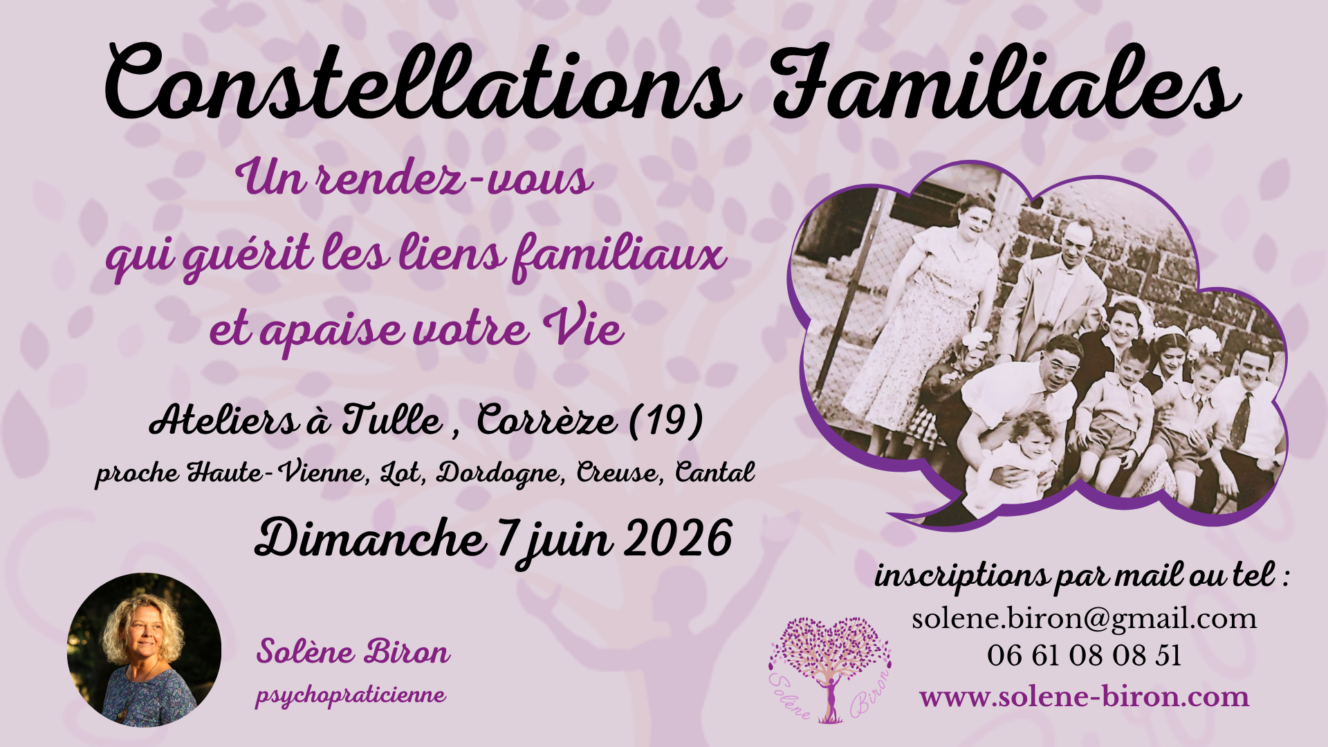 CONSTELLATIONS FAMILIALES A TULLE (proche Haute-Vienne, Creuse, Dordogne, Lot, Cantal…)